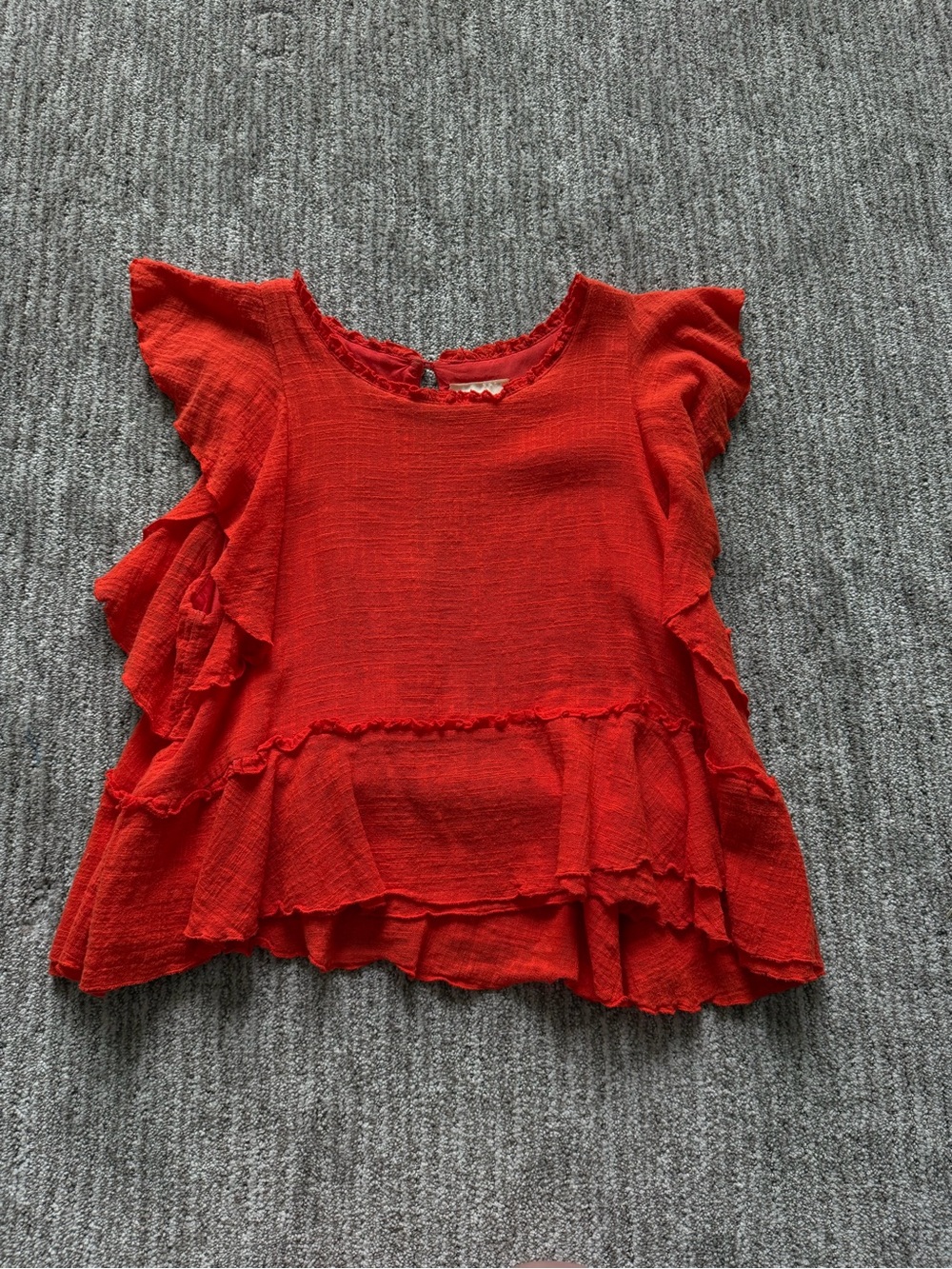 Maeve Red Ruffle Flutter Sleeve Top